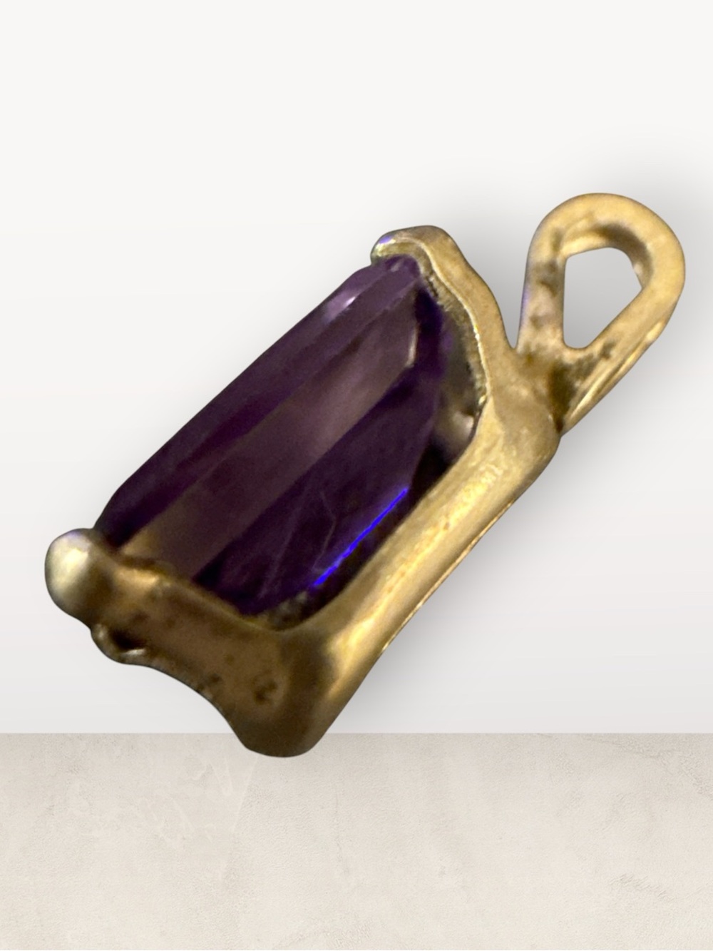 Vintage Amethyst Pendant Emerald Cut Amethyst Silver Tone Open Back Setting - Picture 3 of 5